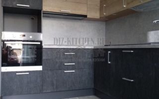 Современная кухня в стиле лофт 8 кв. м с барной стойкой