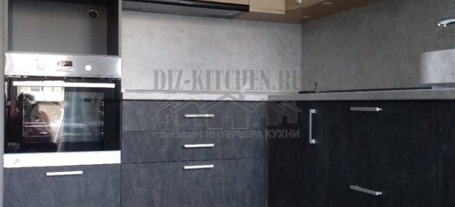 Современная кухня в стиле лофт 8 кв. м с барной стойкой