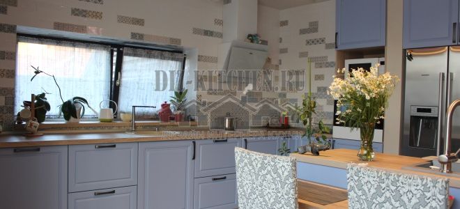 Кухня в стиле прованс 25 кв. м без верхнего ряда шкафов