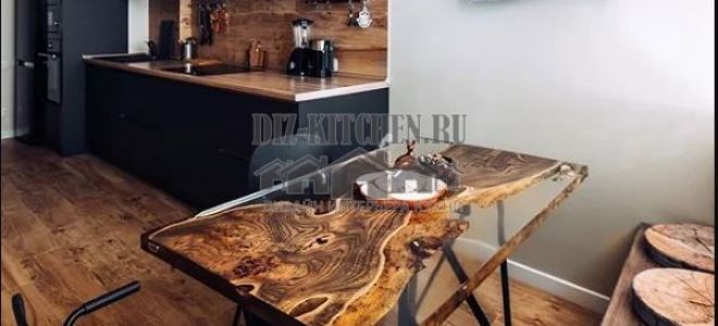 Кухня в стиле лофт с изделиями из слэба