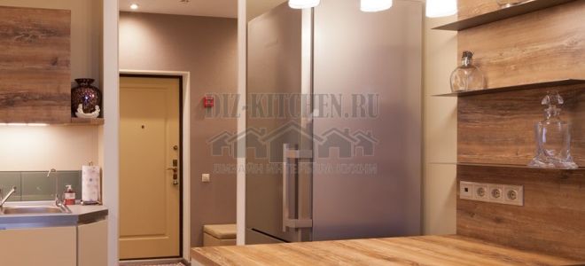 Современный дизайн интерьера кухни на 16 кв. м цвета дуб-ваниль