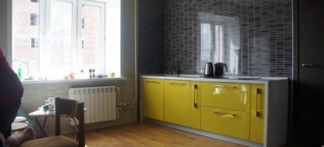 Дизайн оливковой кухни-гостиной 16 кв.м